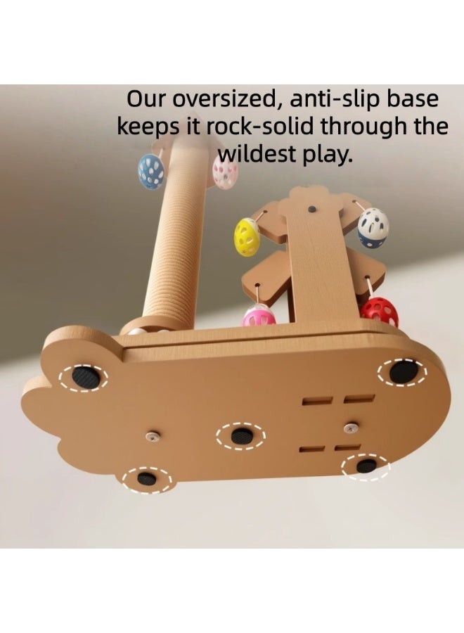 Sisily Cat Scratching Board Ferris Wheel, Interactive Cat Scratching Toy with Rotating Wheel and Hanging Balls, Wooden Cat Scratcher for Indoor Cats, Fun Play and Scratch Furniture - Image 3
